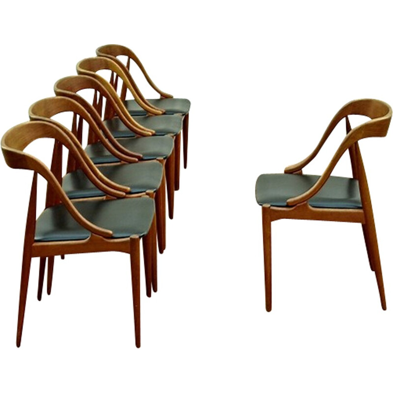 Lot de 6 chaises en teck de Johannes Andersen pour Uldum - 1960