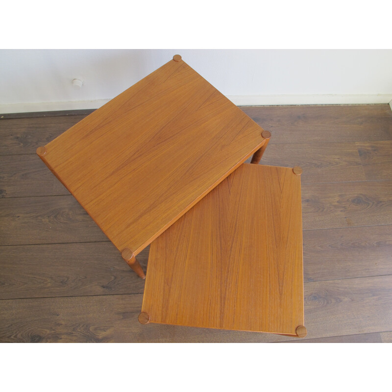 Set of 2 Vintage Danish Teak Nesting Tables - 1950s