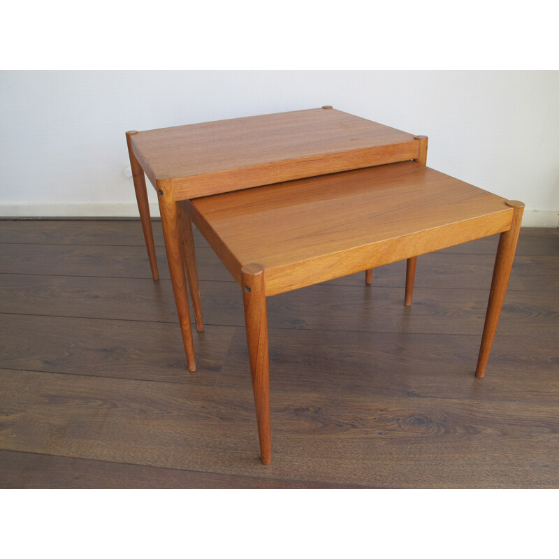 Set of 2 Vintage Danish Teak Nesting Tables - 1950s