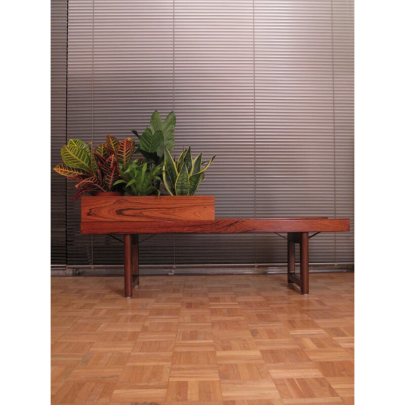 Rosewood Krobo Bench With Planter by Torbjorn Afdal - 1960s