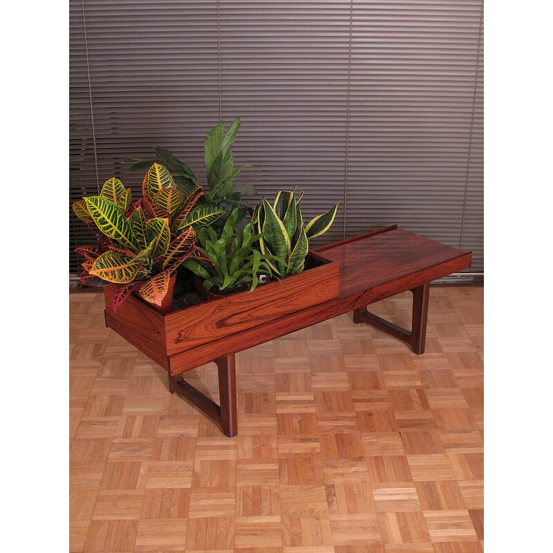 Rosewood Krobo Bench With Planter by Torbjorn Afdal - 1960s