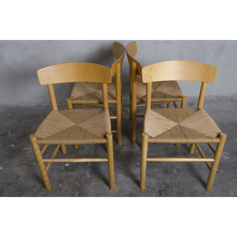 Set of 4 J39 Chairs by Børge Mogensen for Fredericia - 1960s