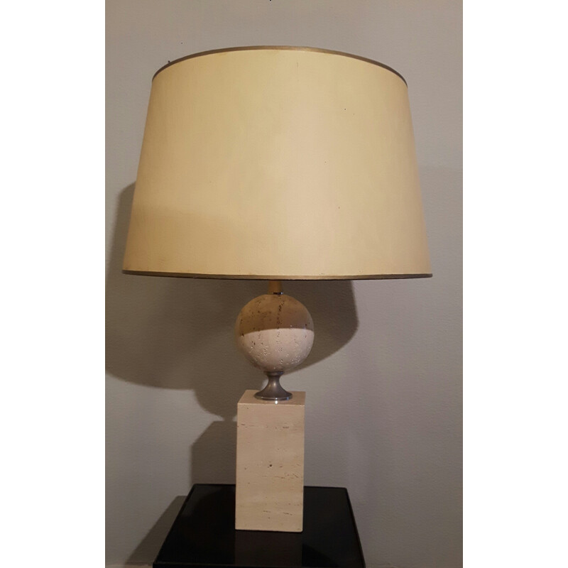 Lampe vintage beige en travertin de la maison barbier - 1970