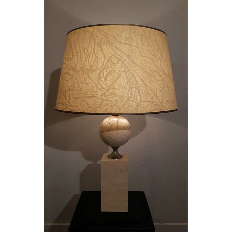 Vintage beige travertine lamp of the Barber House - 1970s