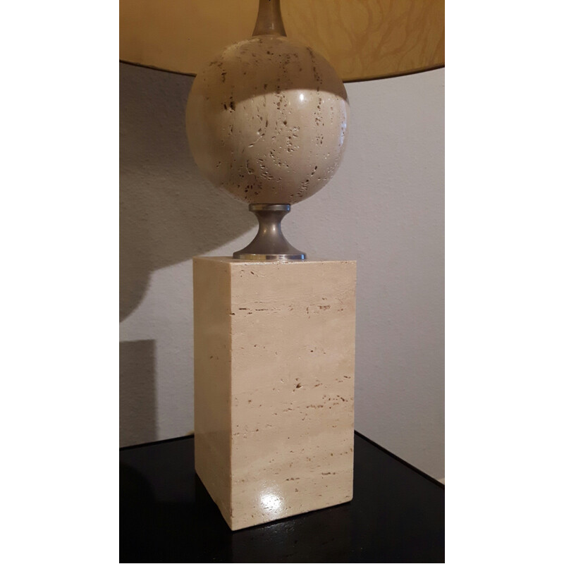 Vintage beige travertine lamp of the Barber House - 1970s