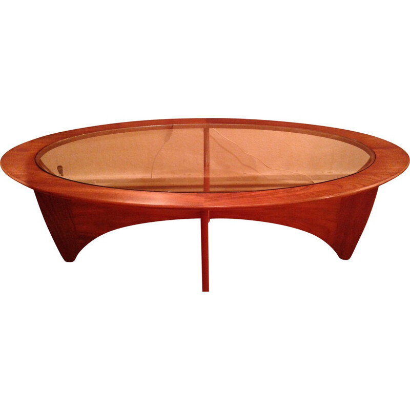 Vintage oval coffee table in teak and glass by Wilkins for G Plan - 1960s