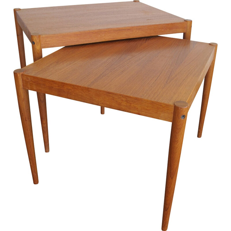 Set of 2 Vintage Danish Teak Nesting Tables - 1950s