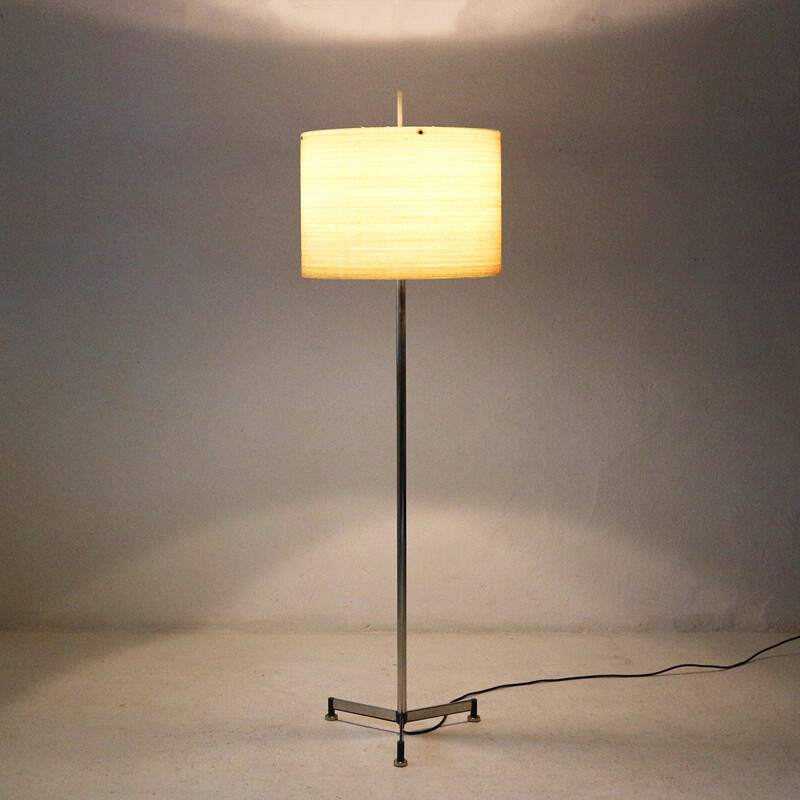 Floor lamp with tripodal base and resin shade - 1960s