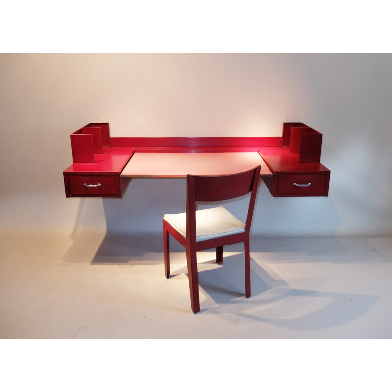 Desk and its chair by Jean Prouvé and Jules Leleu - 1940s