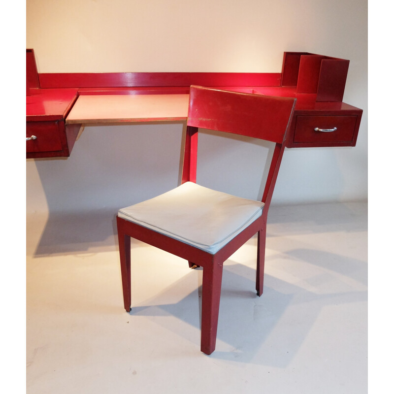 Desk and its chair by Jean Prouvé and Jules Leleu - 1940s