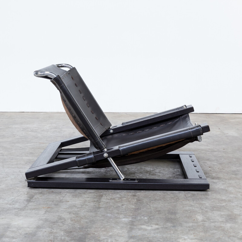 Adjustable lounge chair in saddle leather by Sonja Wasseur - 1970s