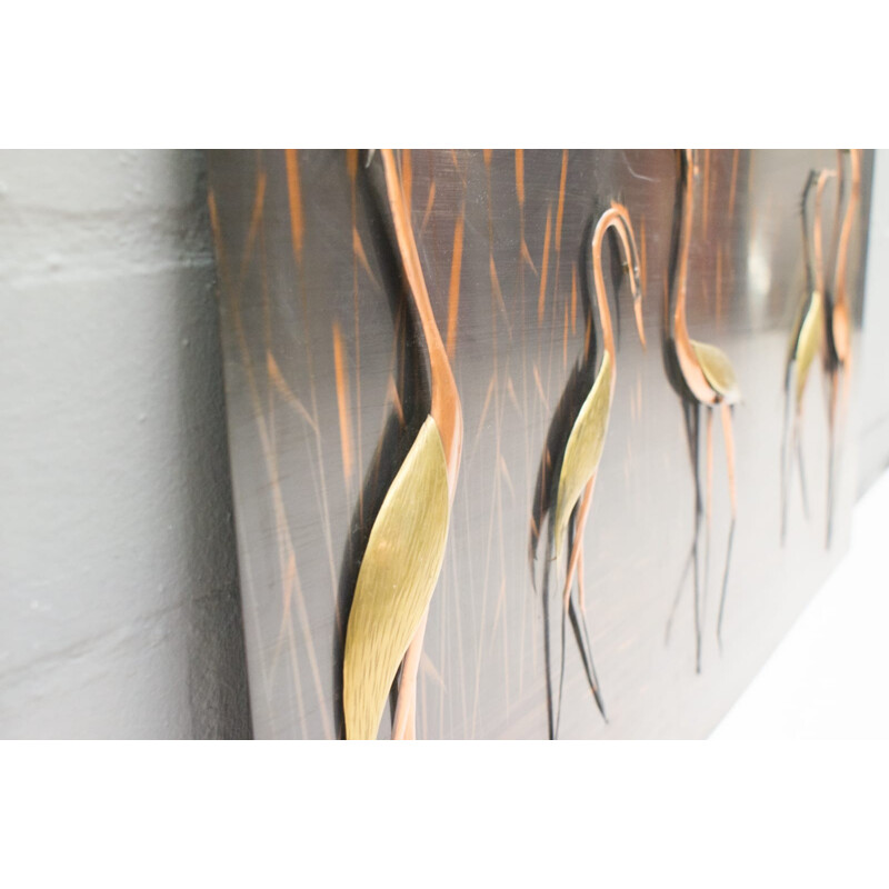 Vintage copper heron wall object, 1960