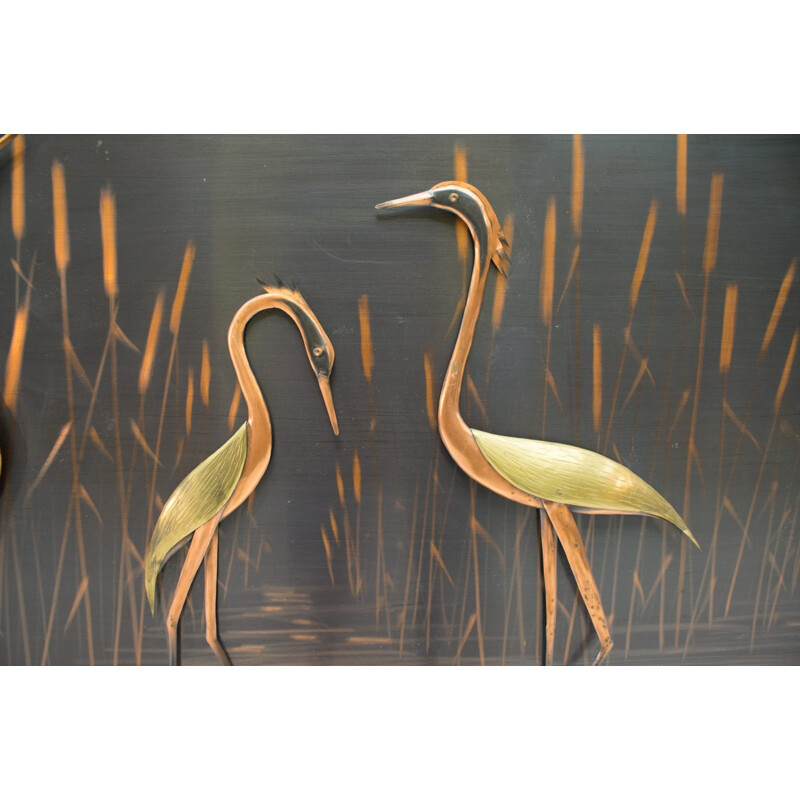 Vintage koperen reiger wandobject, 1960