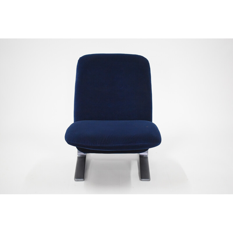 Concorde blue velvet armchair by Pierre Paulin for Artifort - 1960s