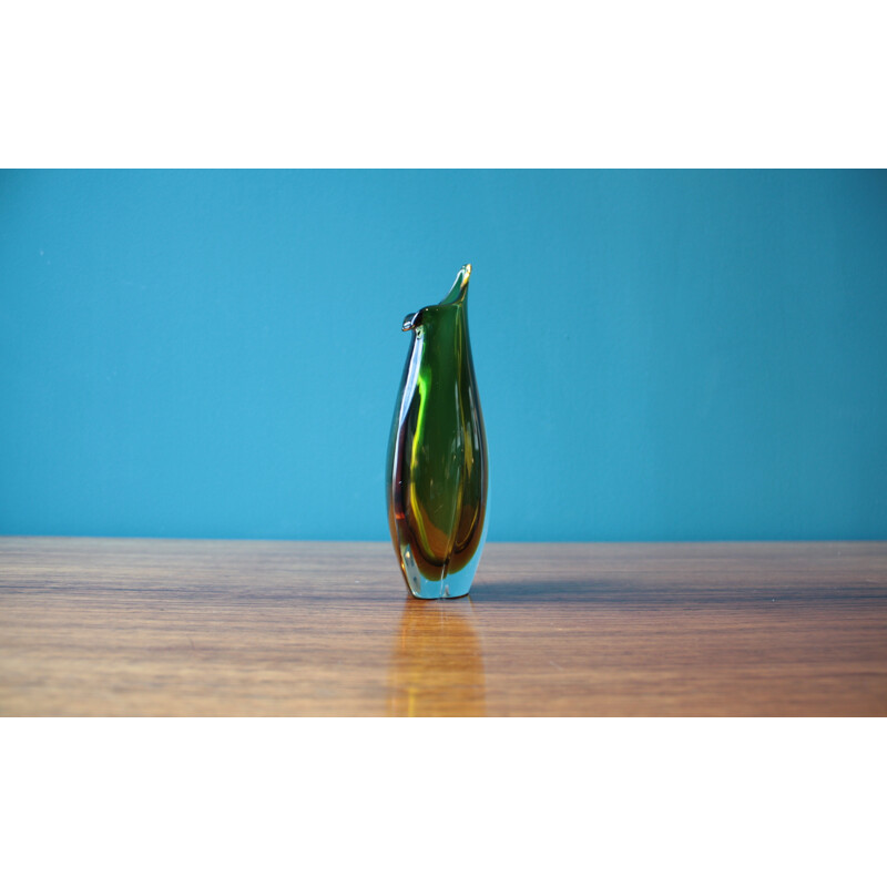 Vintage Green Murano Glass Vase - 1960s