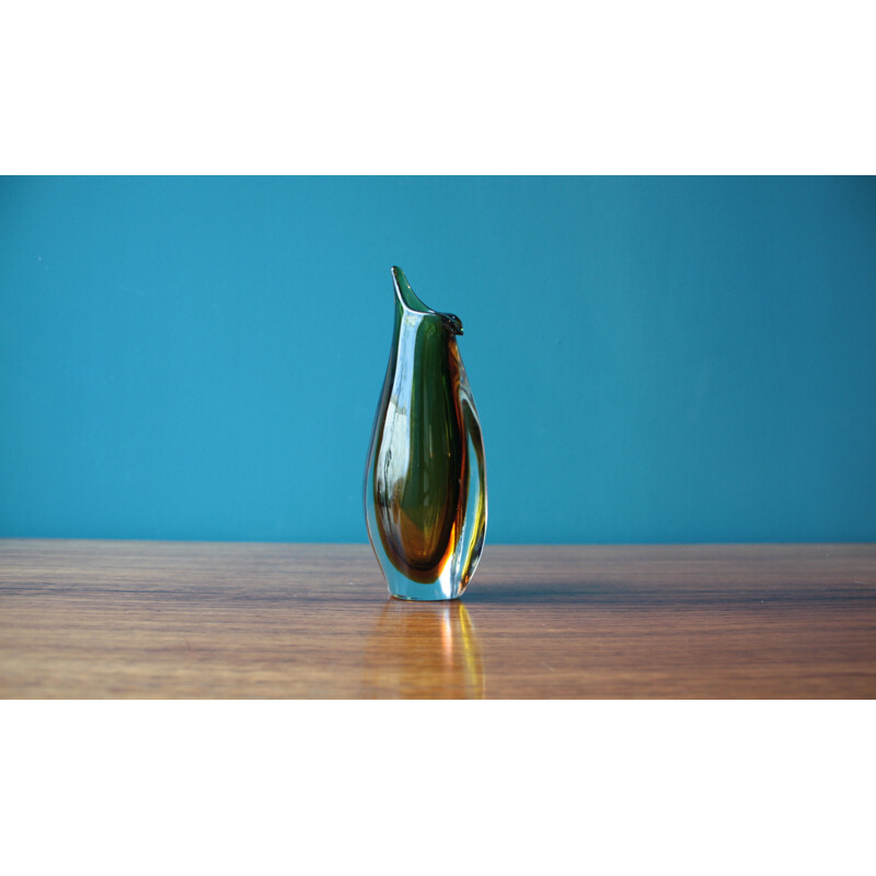 Vintage Green Murano Glass Vase - 1960s
