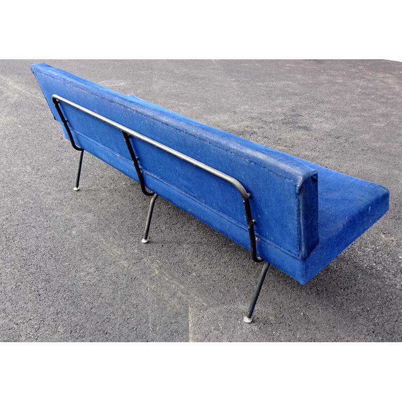 Banquette vintage bleue modele 32 de Florence Knoll - 1960