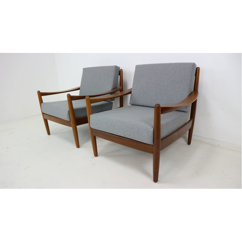 Set of 2 Danish Teak Bentwood Armchairs - 1960s