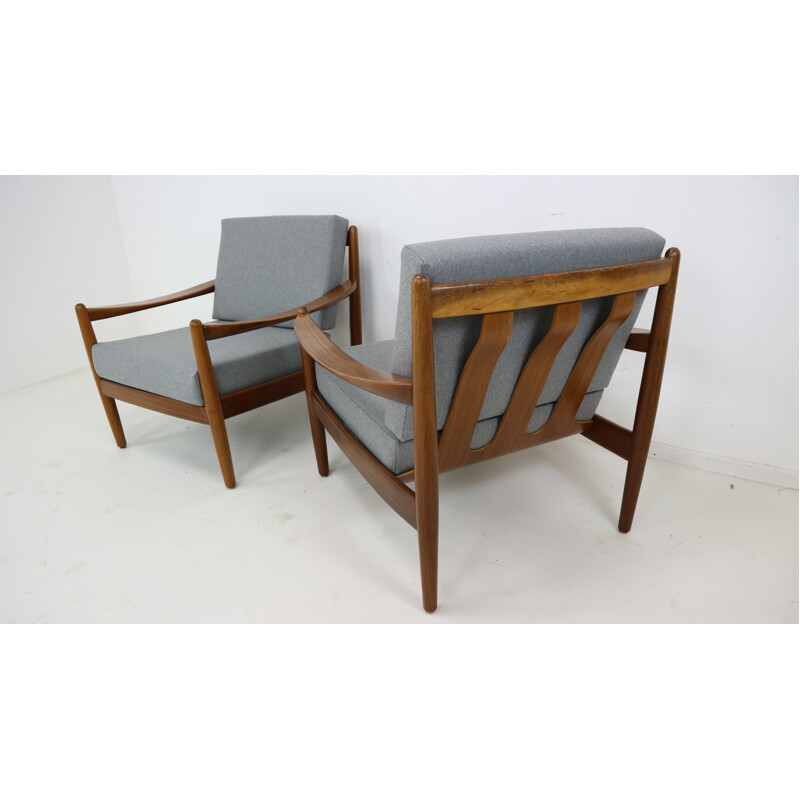 Paire de fauteuils en teck danois en bois courbé - 1960