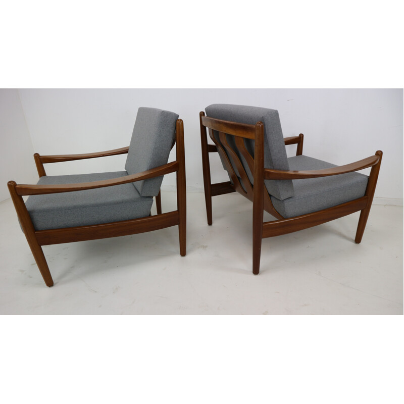 Paire de fauteuils en teck danois en bois courbé - 1960