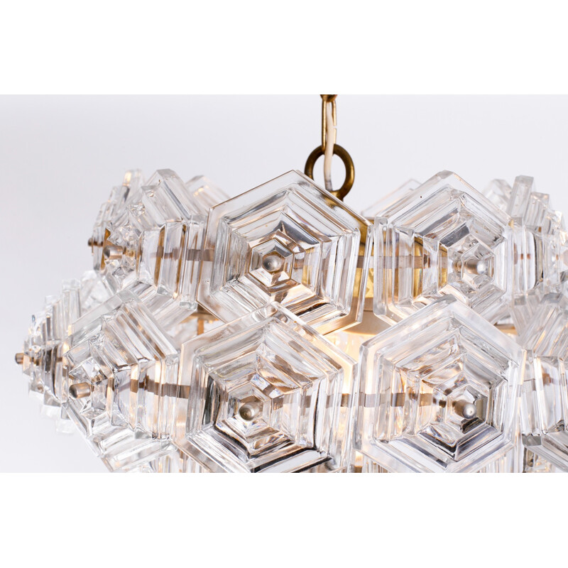 Vintage Hexagonal Crystal Chandelier - 1960s