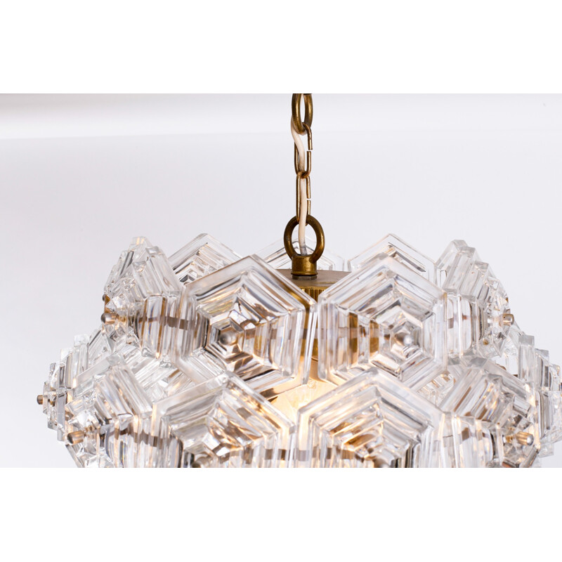 Vintage Hexagonal Crystal Chandelier - 1960s