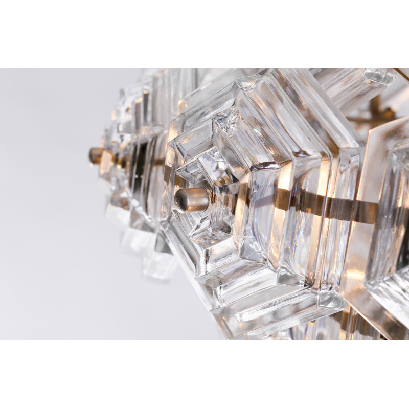 Vintage Hexagonal Crystal Chandelier - 1960s