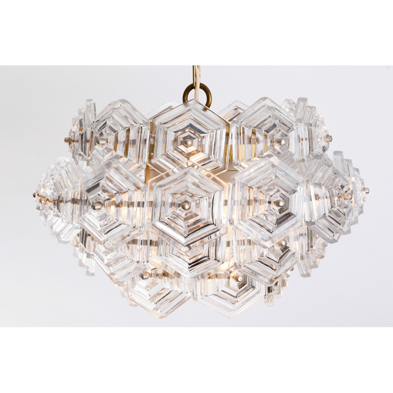 Vintage Hexagonal Crystal Chandelier - 1960s