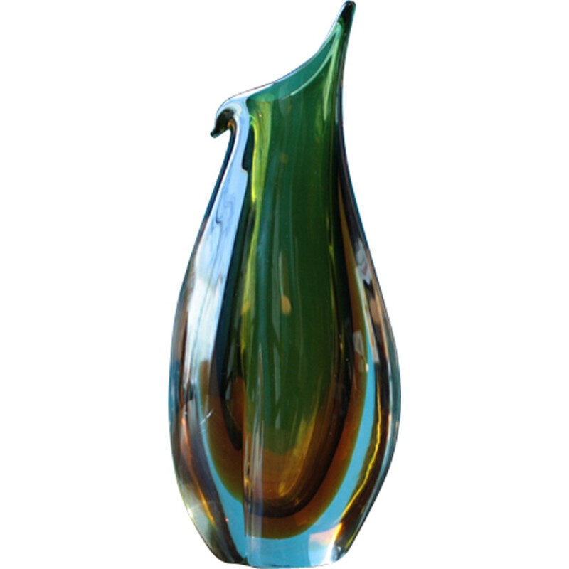 Vase Vintage en Verre Murano Vert - 1960
