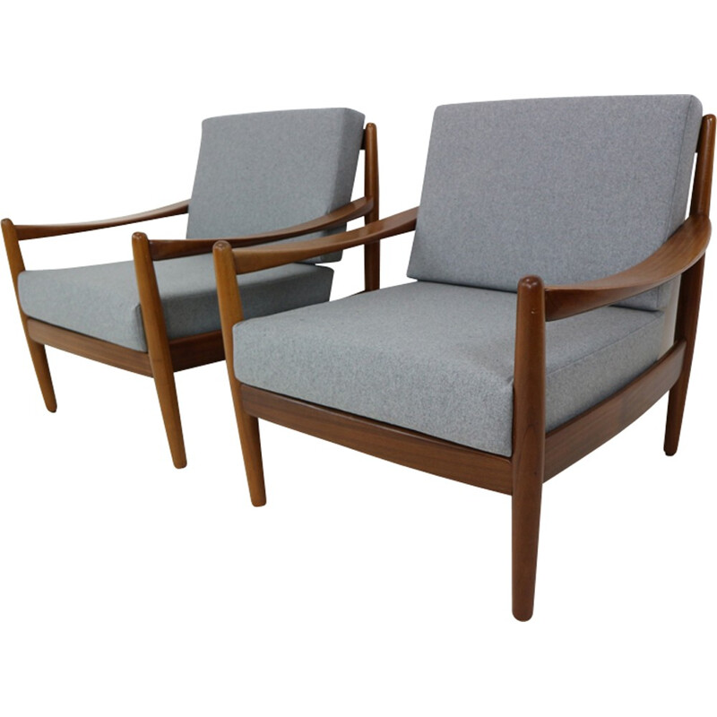 Set of 2 Danish Teak Bentwood Armchairs - 1960s