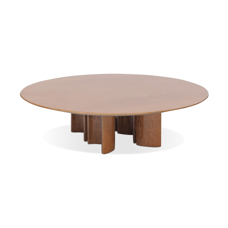 Round Coffee Table in maplewood by Giovanni Offredi - 1980s