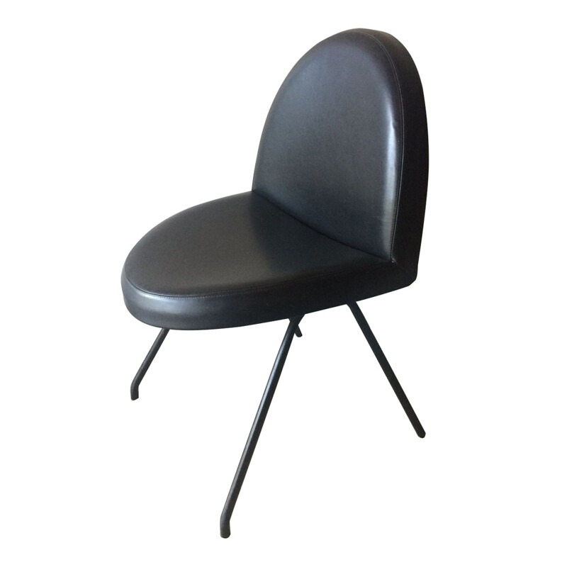 Vintage black chair by Joseph-André Motte for Steiner - 1950s