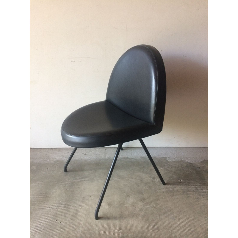 Chaise noir de Joseph-André Motte pour Steiner - 1950