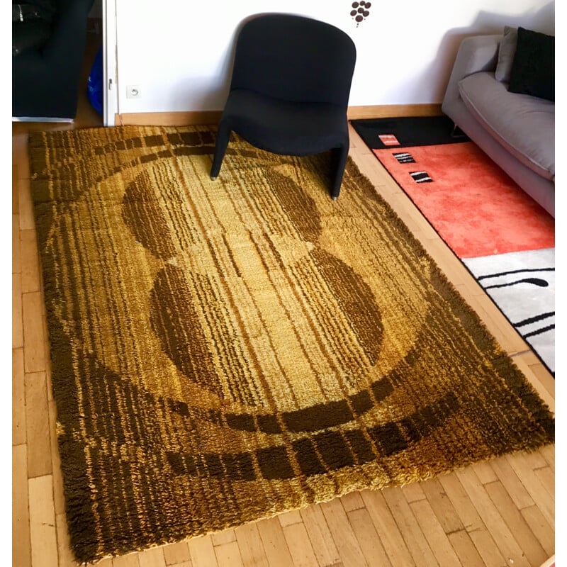 Vintage Italian carpet with graphic kinetic pattern - 1970s