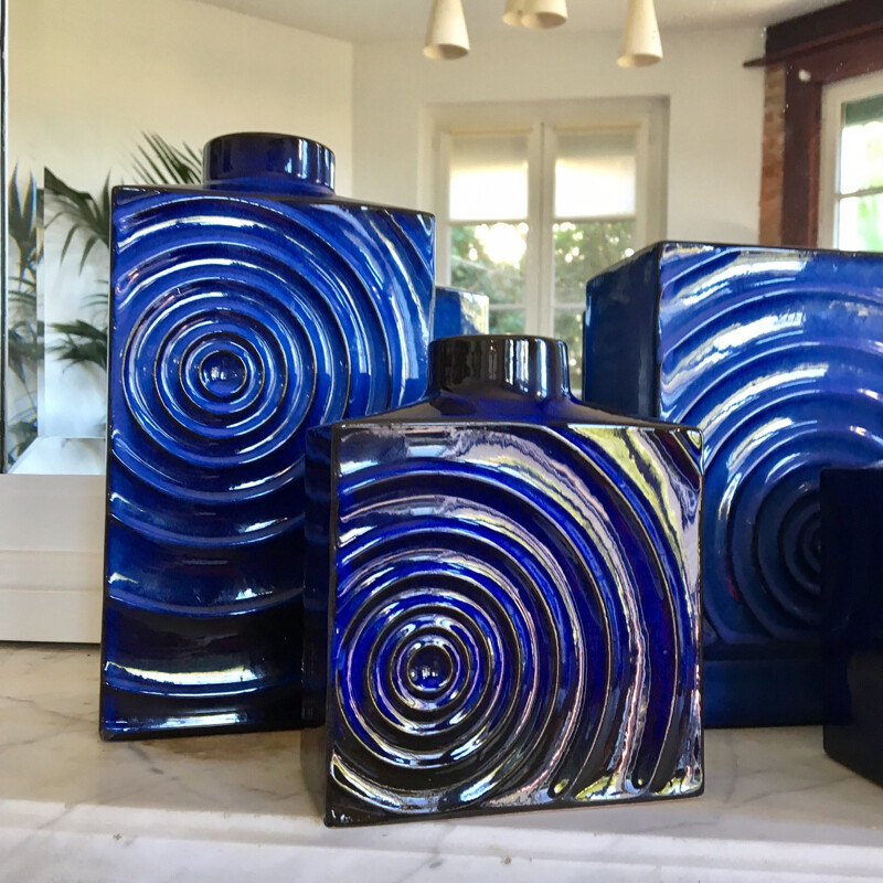 Set of 4 vases Optic Art Ceramic Cari Zalloni - 1970s