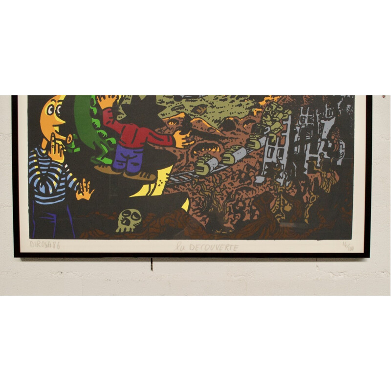 "The Discovery" Silkscreen by Hervé Di Rosa - 1980s