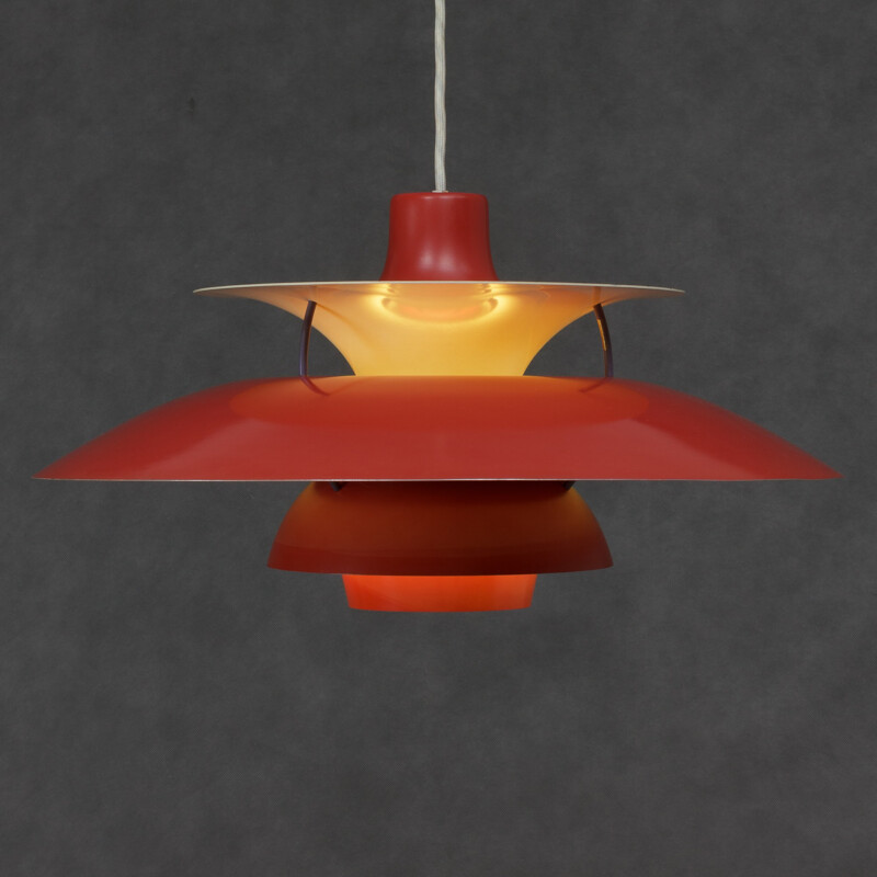 Red PH5 hanging lamp by Poul Henningsen for Louis Poulsen - 1950s