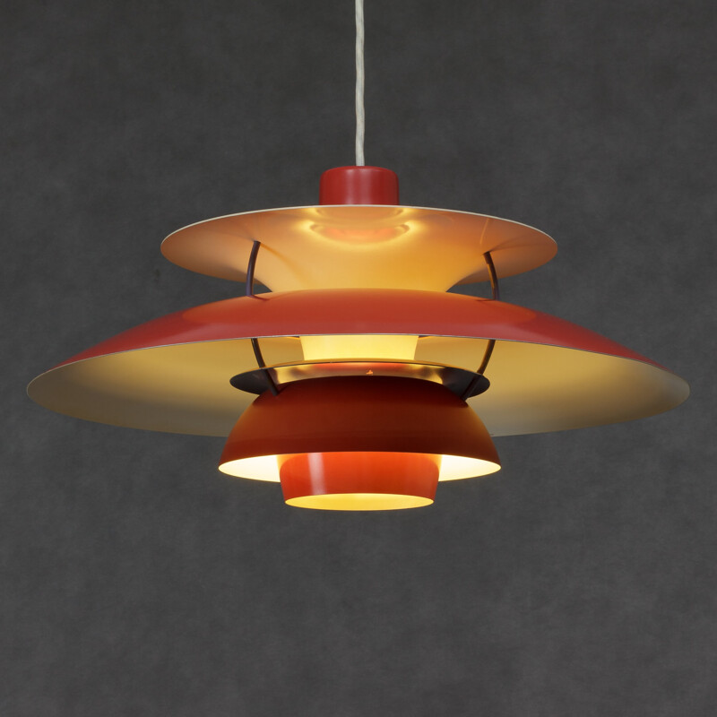 Red PH5 hanging lamp by Poul Henningsen for Louis Poulsen - 1950s