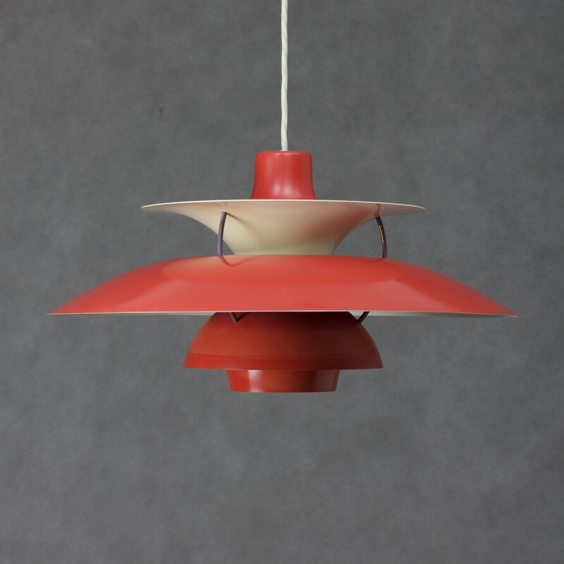 Red PH5 hanging lamp by Poul Henningsen for Louis Poulsen - 1950s