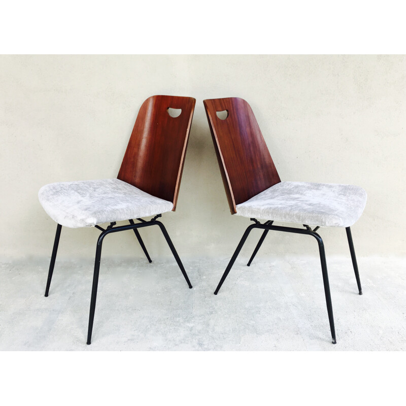 Paire de chaises vintage en métal noir - 1950