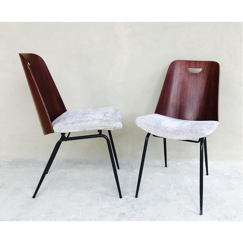 Pair of vintage chairs on a black metal - 1950s