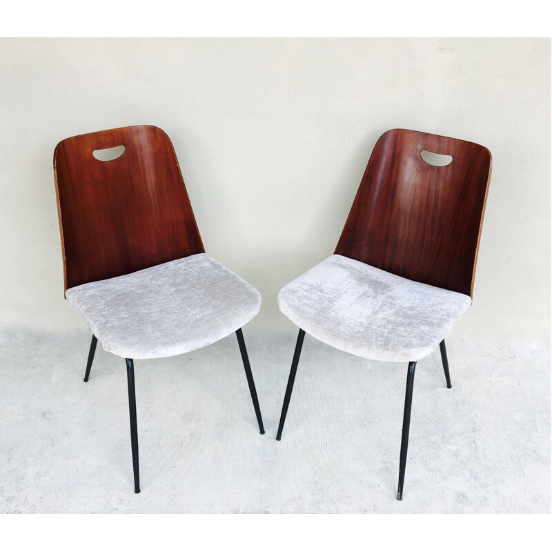 Paire de chaises vintage en métal noir - 1950