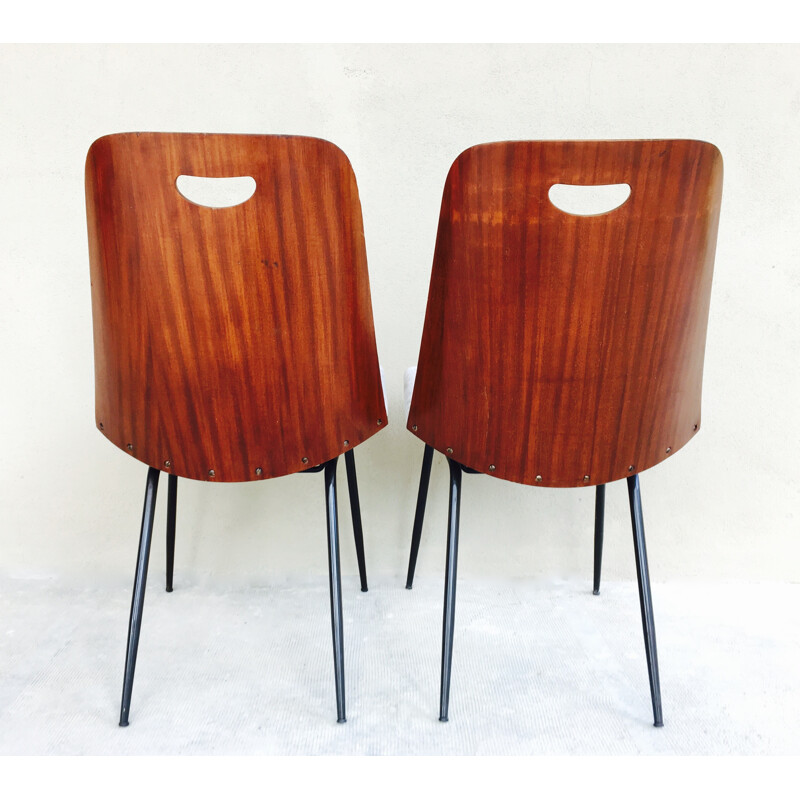 Pair of vintage chairs on a black metal - 1950s