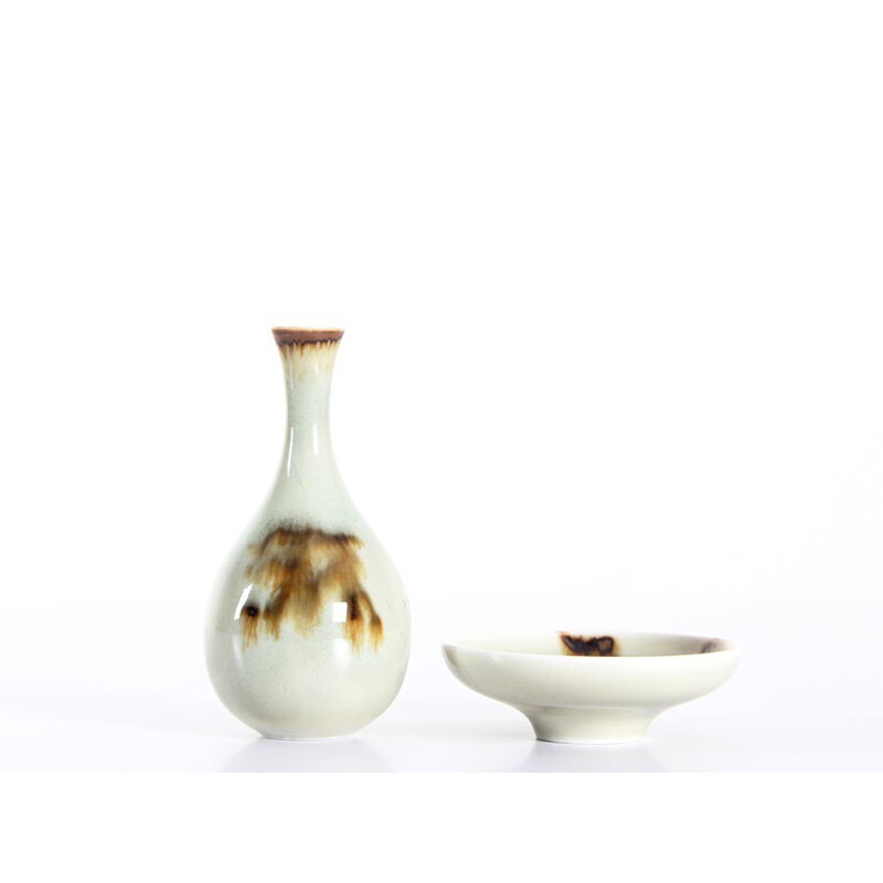 Vintage Keramik Vase und Schale von Rörstrand, 1960