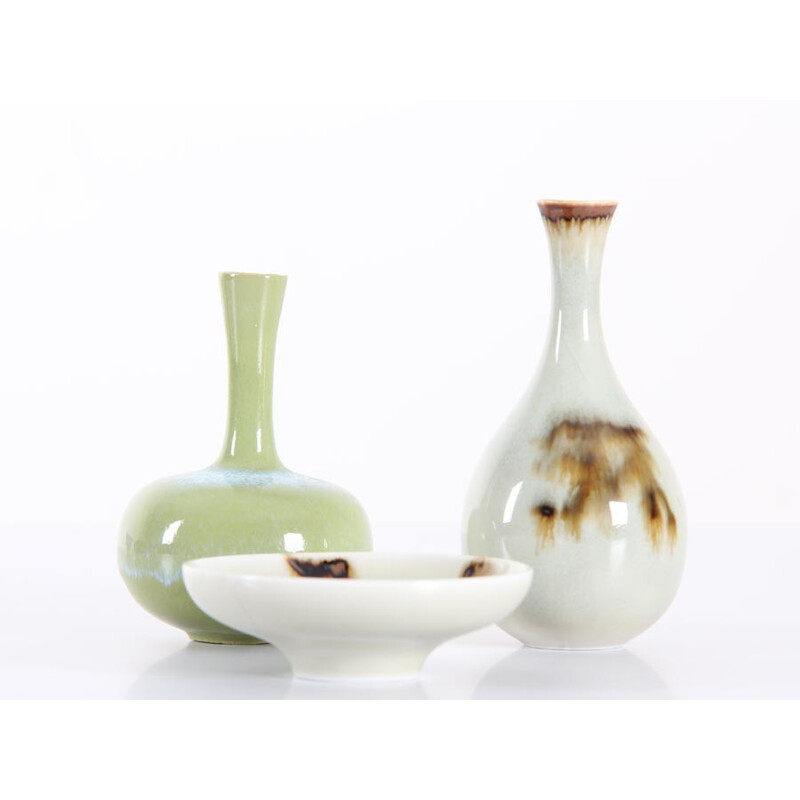 Vintage Keramik Vase und Schale von Rörstrand, 1960