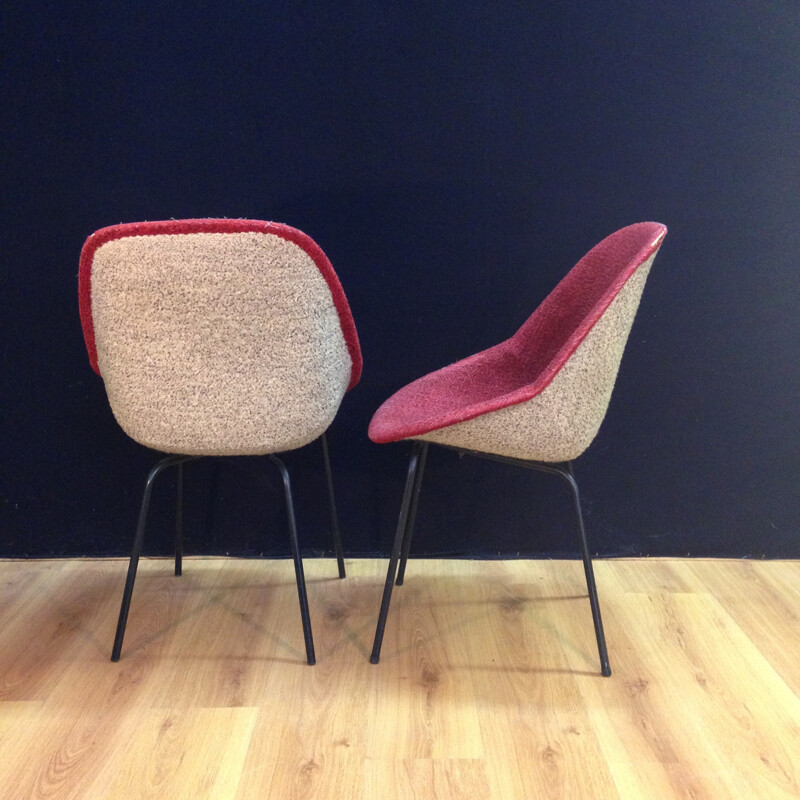 Pair of pink chairs, Geneviève DANGLES et Christian DEFRANCE - 1950s