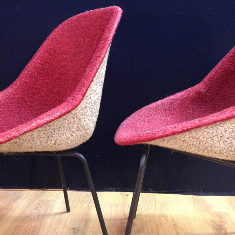 Pair of pink chairs, Geneviève DANGLES et Christian DEFRANCE - 1950s
