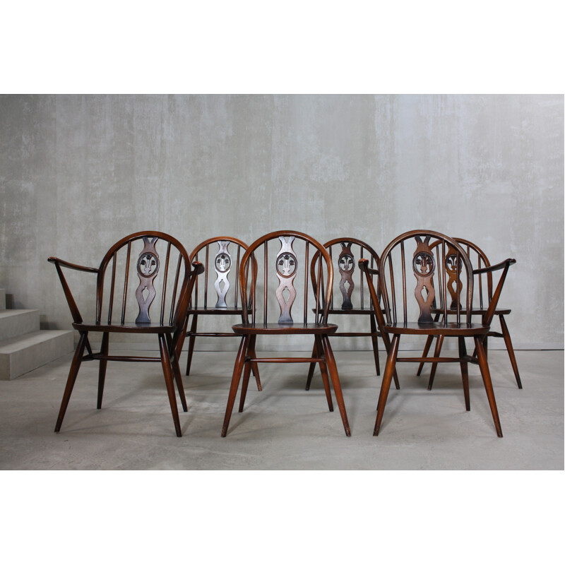 Suite de 6 Winsdor chaises de repas de Lucian Ercolani - 1960