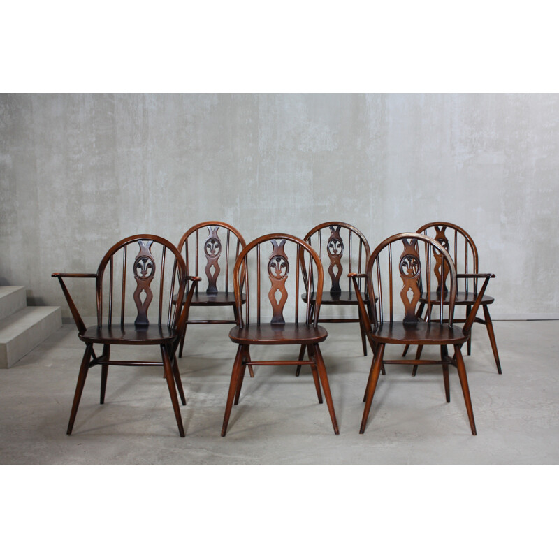Suite de 6 Winsdor chaises de repas de Lucian Ercolani - 1960