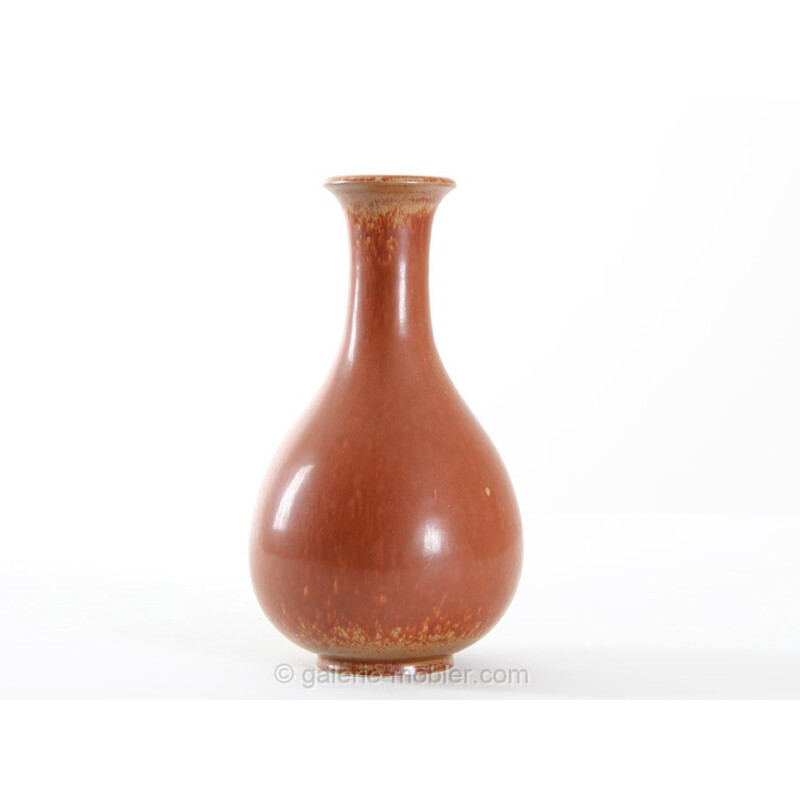 Vase orange scandinave vintage en céramique de Gunnar Nylund pour Rorstrand, 1960